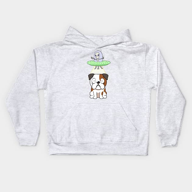 Funny bulldog is being abducted by aliens Kids Hoodie by Pet Station